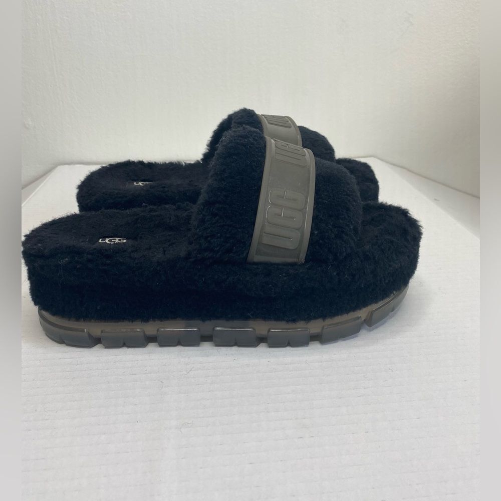 Ugg Fluffita Sherpa Fuzzy Slide Sandals Black Siz… - image 4